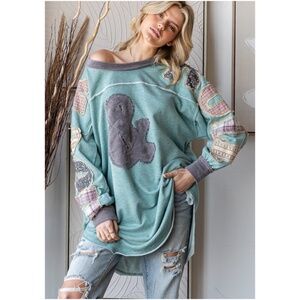 Oli & Hali Teal and Gray Sweater